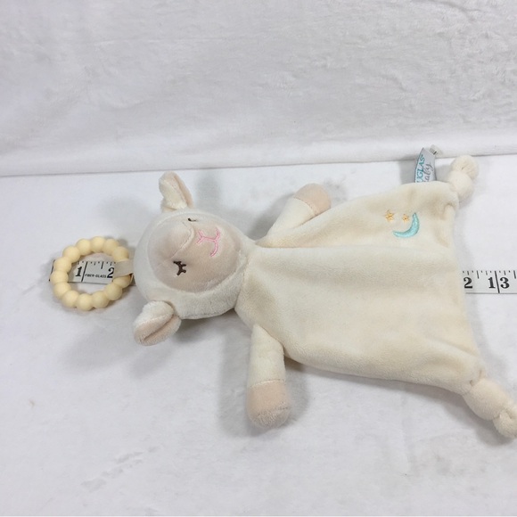 Douglas Baby Lamb Lovey Security Blanket Cuddle Toys Teething Ring Cream White - Picture 8 of 9